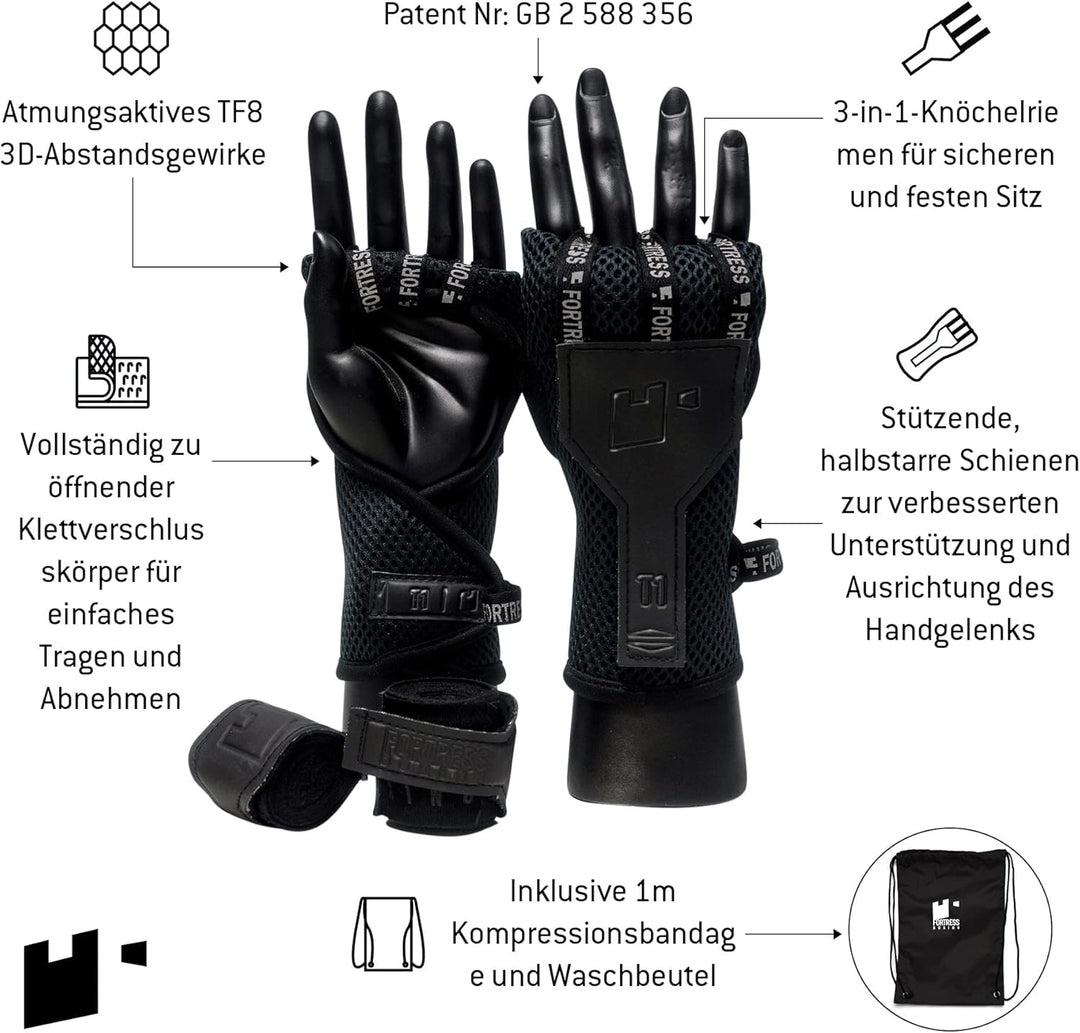 Fortress Boxing Bandagen – T1 Fastwraps für Kickboxen, Muay Thai, MMA – patentiertes Design Handband