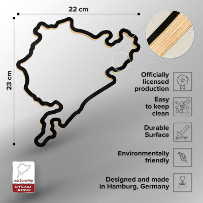 Racetrackart Holzskulptur Deko – Rennstrecke Nürburgring, Wandverzierung, 23 cm, Holzskulptur, Gesch