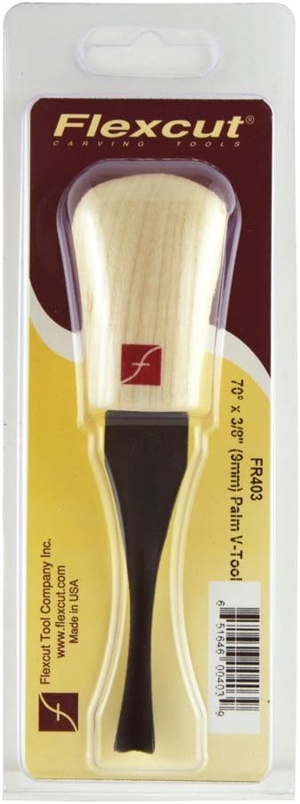 FLEXCUT Palm V-Tool, Hartstahl, massiver Eschenholzgriff, 3/8 Zoll, 70 Grad (FR403) 70 Degrees - 3/8