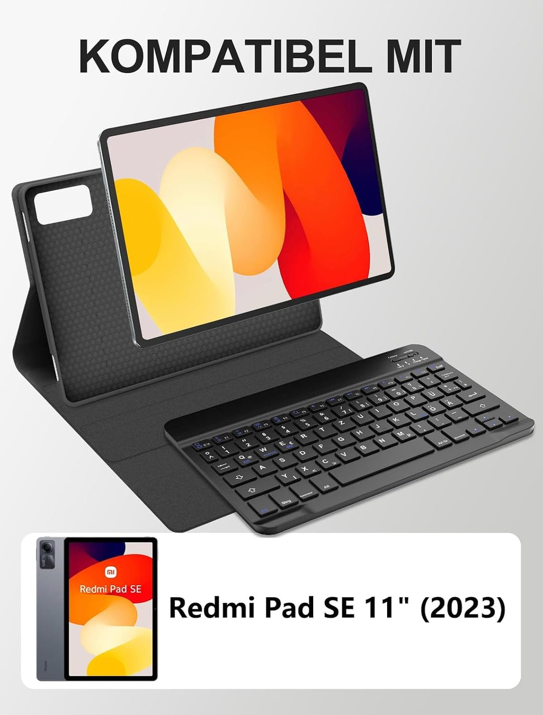 JADEMALL Für Xiaomi Redmi Pad SE 11" (2023) Hülle mit Tastatur QWERTZ | Für Xiaomi Redmi Pad SE 11 Z