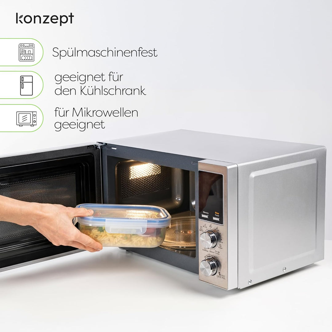 KONZEPT Frischhaltedosen mit Deckel 1L Set 6er Kühlschrank Organizer Transparent Mealprepboxen Stape