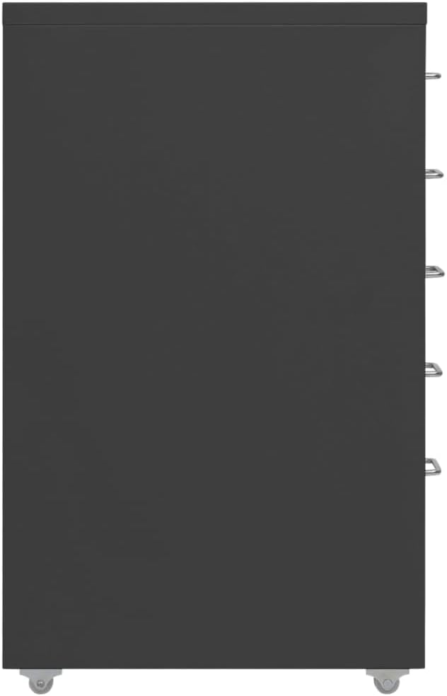 Myheimly Aktenschrank 5 Schubladenmit Rollen Anthrazit 28x41x69cm Aktenschrank mit Rollen Rollcontai