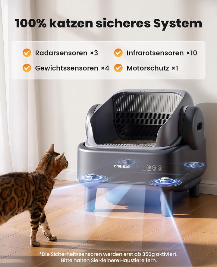 oneisall katzenklo selbstreinigend automatisch offen XXL grosse Katzen, katzenklo mit EaseClean™ Sys