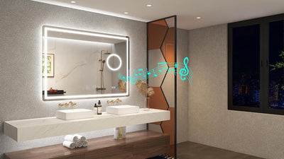 STARLEAD Badspiegel-mit-Beleuchtung 100x70cm, 5X Lupe und Bluetooth, Dimmbar, 3 Farbtemperaturen 300