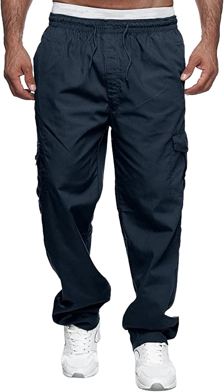 Jolicloth Cargohose Herren Baumwolle Outdoorhose Lange Baggy Hose Casual Freizeithose Pants S Blau,