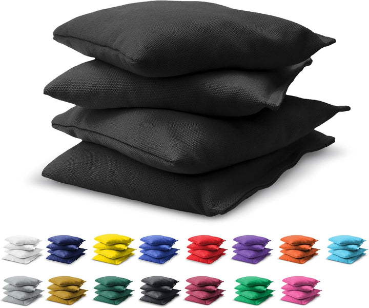GoSports Cornhole Sitzsack-Set, 16 Farben erhältlich, Entenstoff mit Allwetter-Maisfüllung Schwarz,