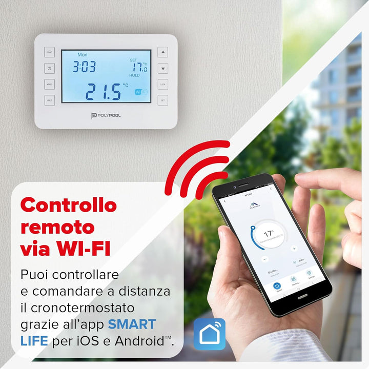 Poly Pool PP1471 Digitaler Thermostat, Smart, WLAN, programmierbar, LCD-Display mit 6 Programmierung