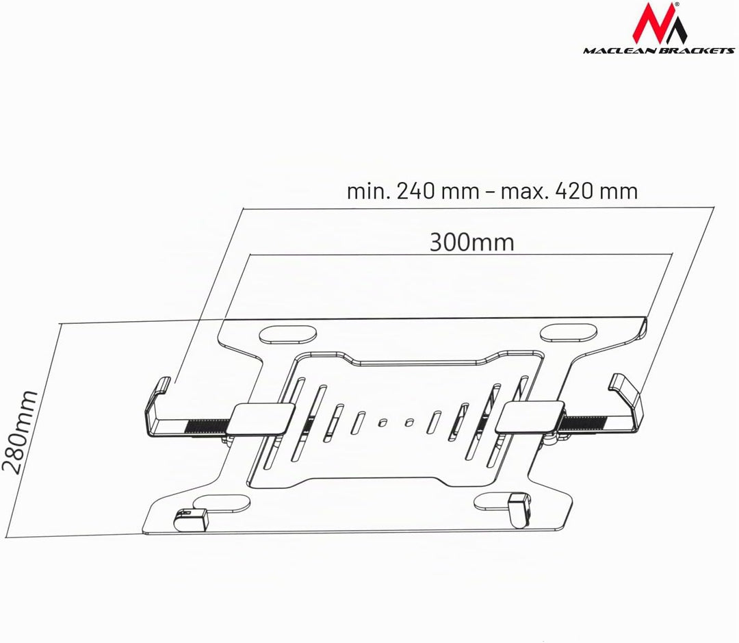 Maclean MC-906+MC-764 Laptop Halterung Kompatibiel mit Laptops/Notebooks von 23 bis 42 cm Tischhalte