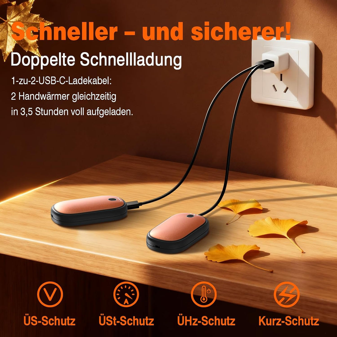 Elektrischer Handwärmer Split-Magnetic 2er-Pack, 5000mAh | 3s Schnell aufheizend, ultra-kompakt, wie