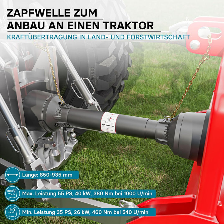 Wiltec Zapfwelle T4 Gelenkwelle 850-1105mm 460Nm 540U/min, PTO-Shaft, 40kW (55PS), 2X 1 3/8" 6 Zähne