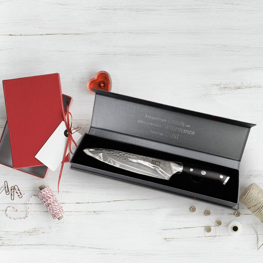 SHAN ZU Damastmesser Kochmesser 67 Schichten Damaststahl Küchenmesser mit G10 Griff 20CM - PRO Serie