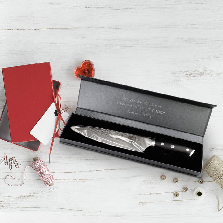 SHAN ZU Damastmesser Kochmesser 67 Schichten Damaststahl Küchenmesser mit G10 Griff 20CM - PRO Serie