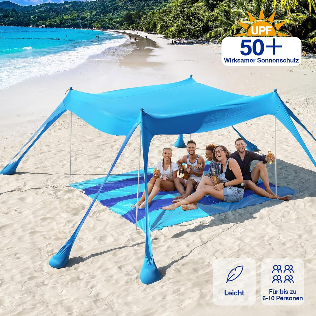 Rhino Valley Strandmuschel, Strandzelt Sonnenschutz UV 50+, Windschutz Strandzelt, Tragbar Sonnenseg