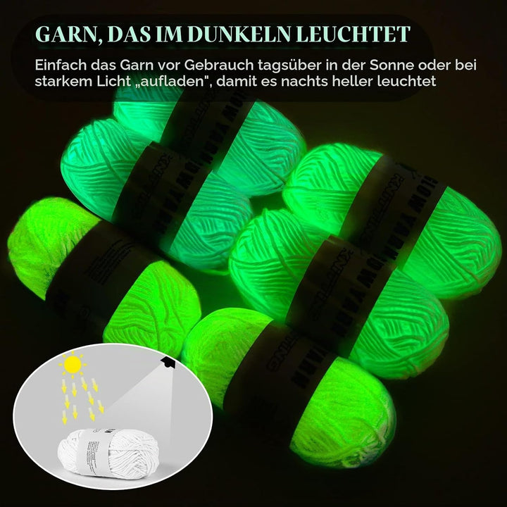 AUAUY Leuchtendes Handstrickgarn, 4 Stück Strickgarn Im Dunkeln Leuchtende, 50G DIY Stoff Polyester
