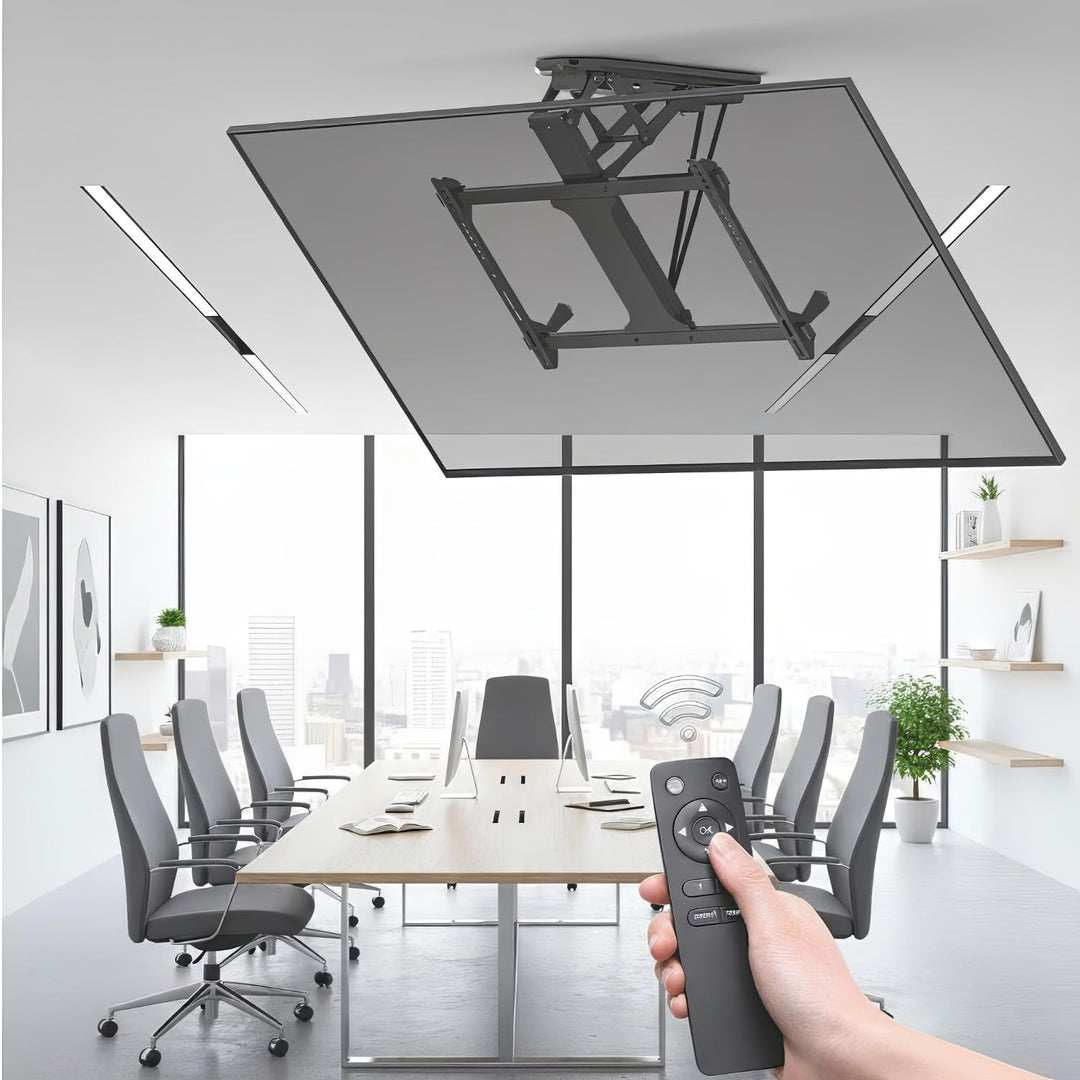 Maclean MC-880 Elektrische neigbare TV Halterung 32-70" für Decke Dachschräge inkl. Fernbedienung bi