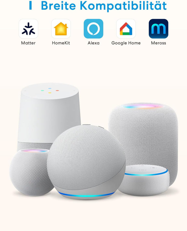 Meross Smart Matter Hub 110dB MSH450 (2,4GHz WiFi und Ethernet-Port), Smart Bridge für Alarmsystem,