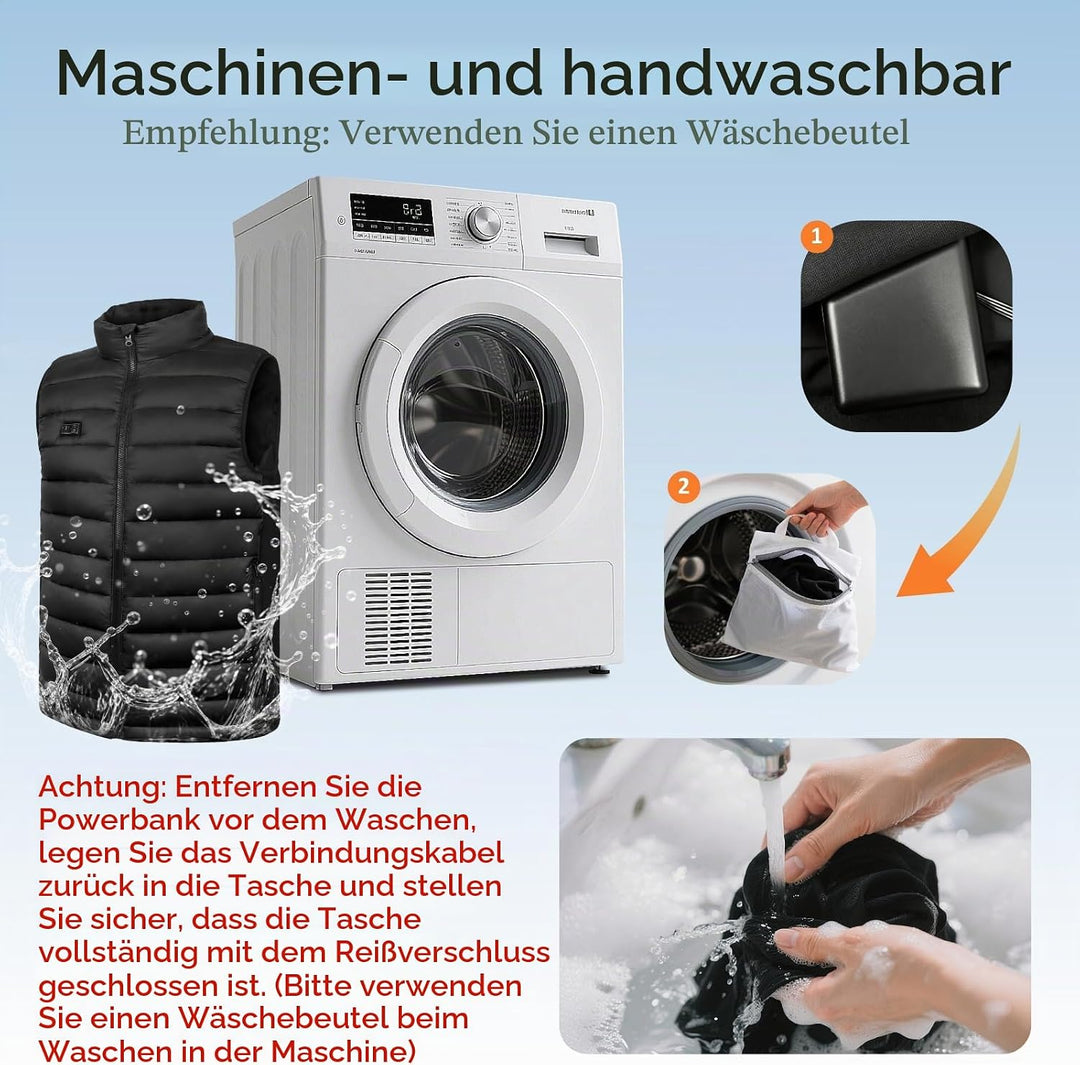 seenlast Beheizbare Weste, Heizweste Herren mit powerbank 10000 mAh, Weste Beheizbar Thermoweste Wär