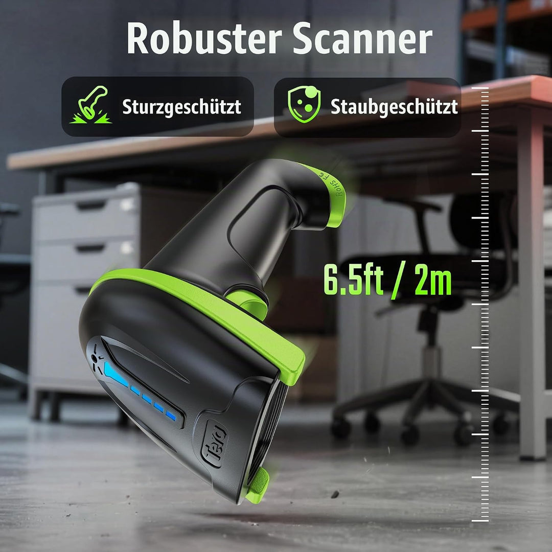 Tera Kabelloser Barcodescanner Handheld 1D Laser Wireless und USB Wired mit Akkustandsanzeige, Extra