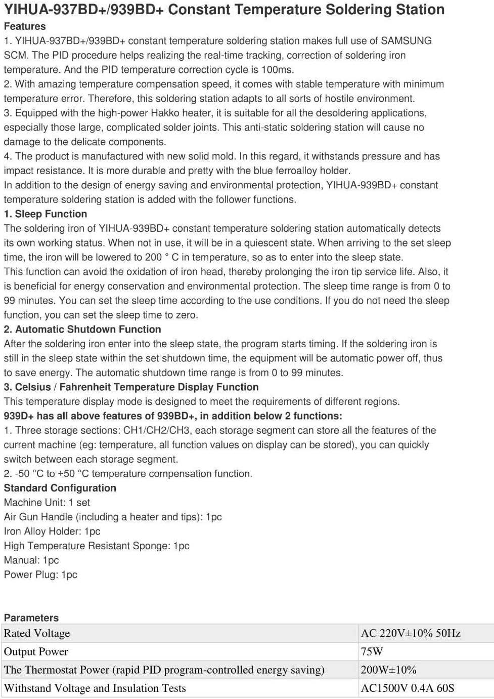 YIHUA 937BD+ Profi Digitale Lötstation 75W für verantwortliche Arbeit PID-Regler