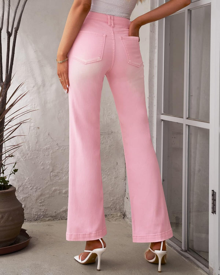 Roskiky Schlaghose Damen Jeans Wide Leg Baggy Jeans Damen High Waist Stretch Hosen Damen Jeans L Ros