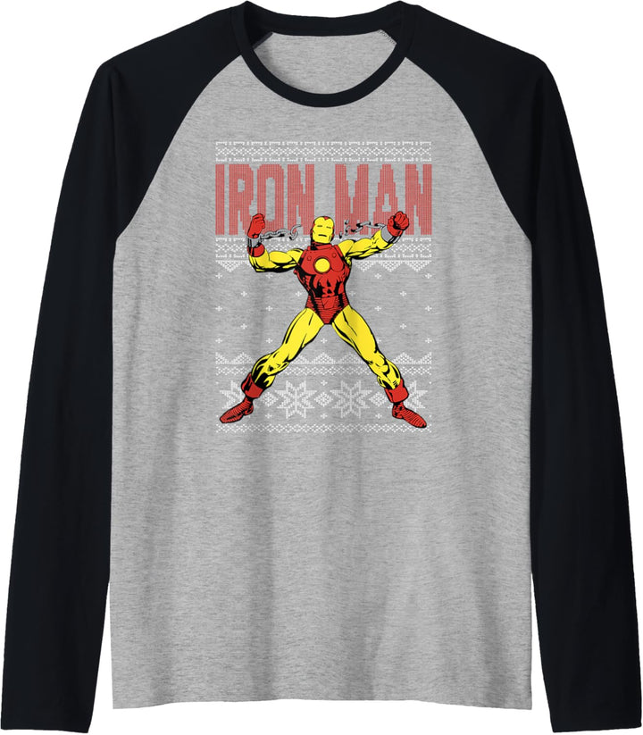 Marvel Iron Man Retro Ugly Weihnachten Raglan