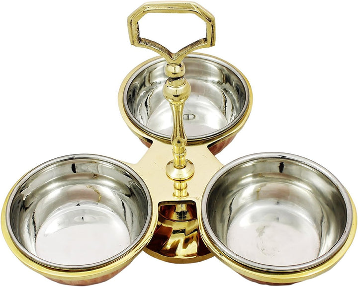 SKAVIJ Kupfer stahl serviergurke, gewürzschalenhalter 3-schalen set (0,18 liter)