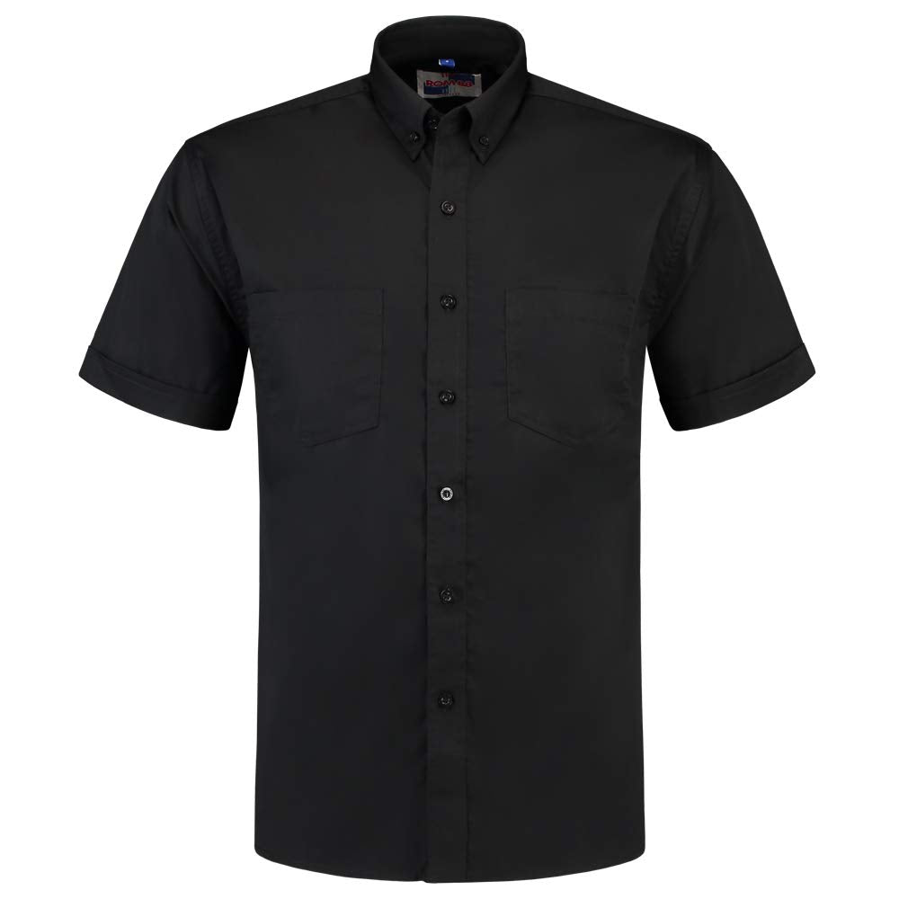 Tricorp 701003 Casual Kurzarm Basis Arbeitshemd, 60% Baumwolle/40% Polyester, 170g/m², Schwarz, Grös