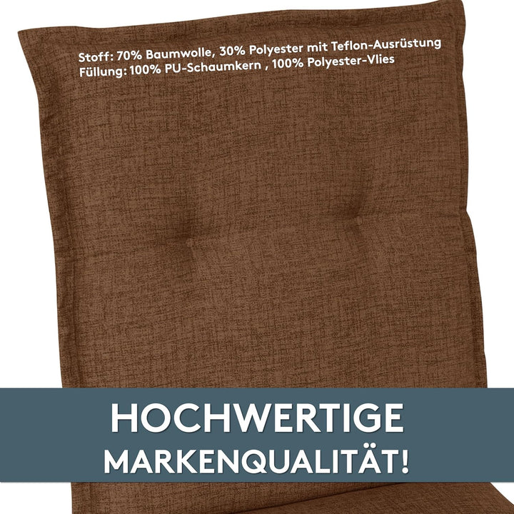 LILENO HOME Gartenstuhl Auflagen als [2er Set - Niedriglehner] in Braun - Bequeme Liegen als Sitzauf