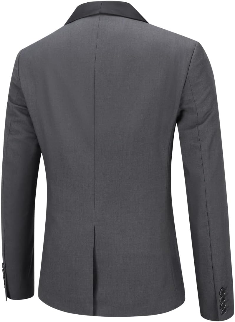 YOUTHUP Sakko Herren Slim Fit Schalkragen Anzugjacke 1 Knopf Tuxedo Jacke für Hochzeit Freizeit M Gr