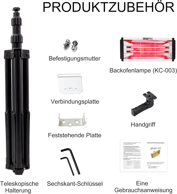 DATOUBOSS Lacktrockner 2000 W Kurzwellen Infrarot Lacklampe Autotrockner Autobackbereich 650 * 500 m