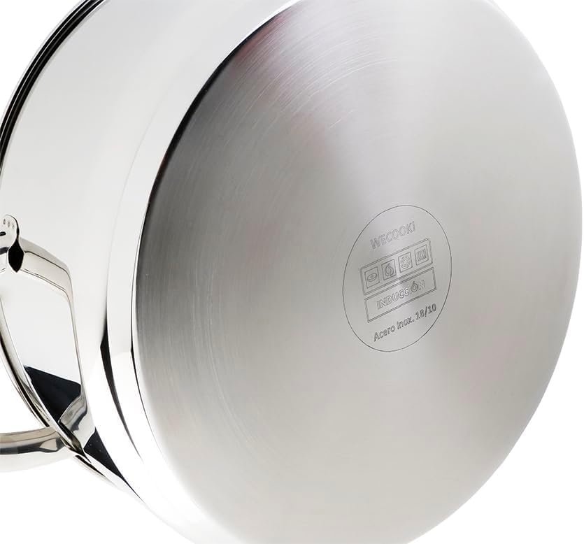 STAINLESS LOW COOKING POT WITH LID 32 cm. 6.8 Liter, 6.8 Liter
