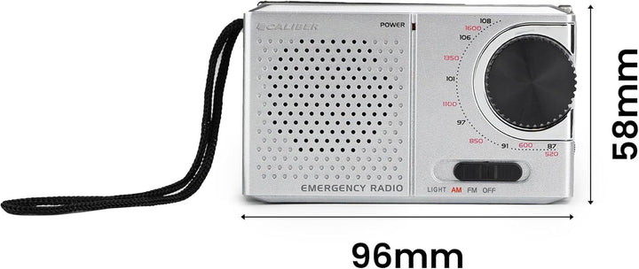 Caliber FM/AM Radio Batteriebetrieben mit Taschenlampe - Notfall Kit - Tragbares Radio - Kopfhöreran