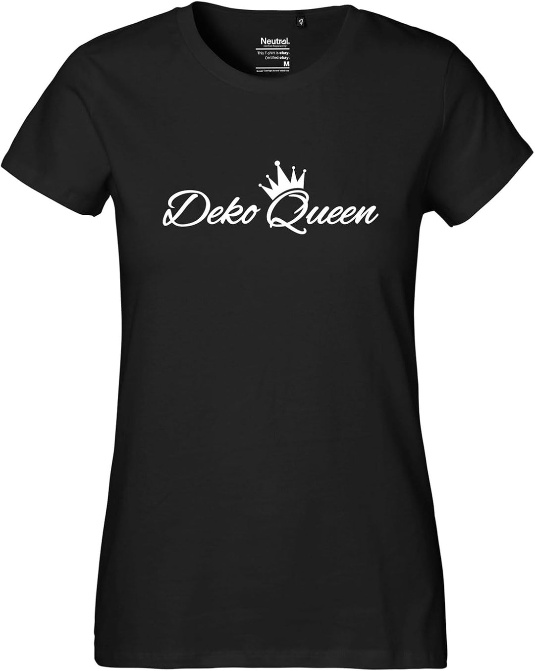 Huuraa Damen T-Shirt Deko Queen Krone Bio Baumwolle Fairtrade Oberteil Grösse XS-XXL mit Motiv für a