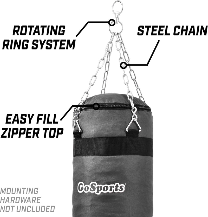 GoSports Unisex-Erwachsene MA-PUNCHBAG-01-GRAY Befüllbarer Boxsack Trainingshilfe-ideal für Boxen, M