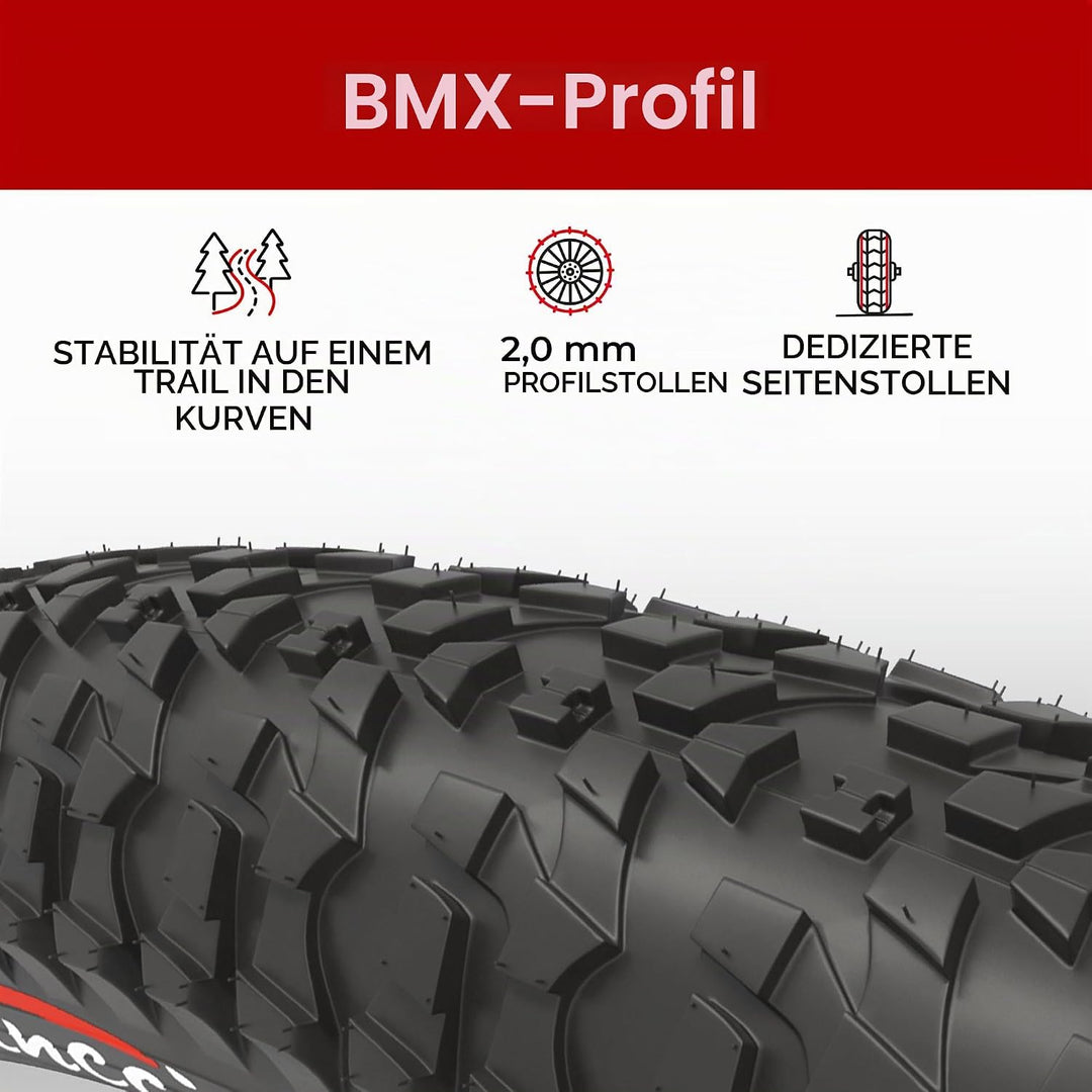 Fincci Paar Reifen 20x1.95 Zoll 53-406 für BMX MTB Mountainbike Fahrradmantel oder Kinder Fahrrad Ma