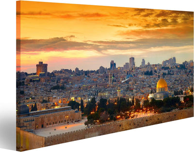 Bild Bilder auf Leinwand Panorama der Jerusalemer Altstadt Israel Wandbild Poster Leinwandbild SWR 1