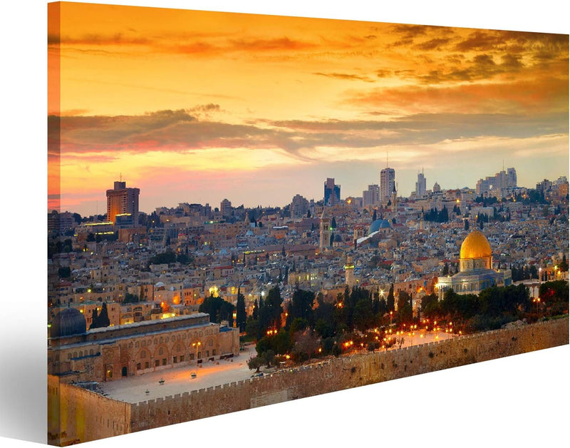 Bild Bilder auf Leinwand Panorama der Jerusalemer Altstadt Israel Wandbild Poster Leinwandbild SWR 1