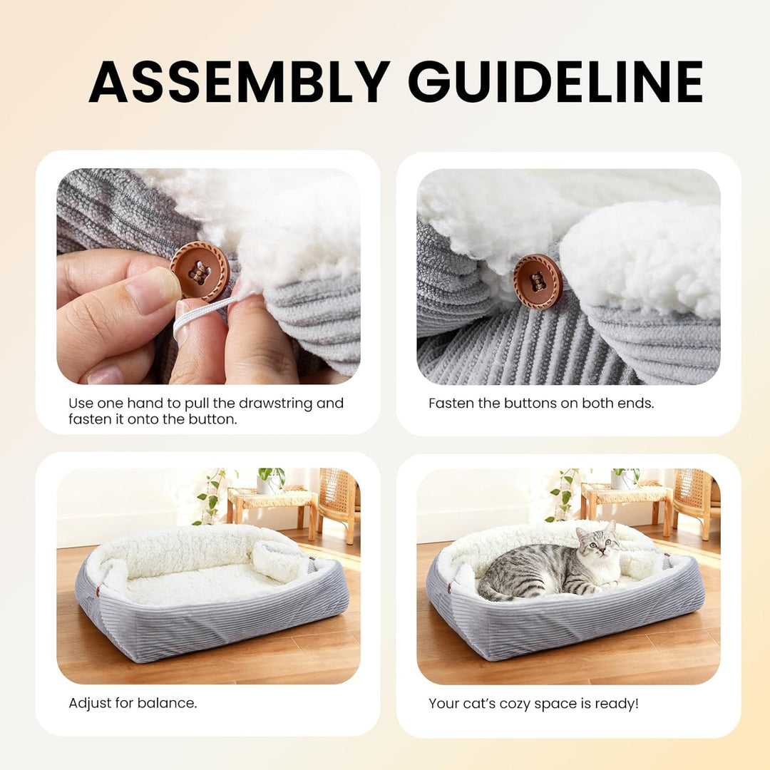 Weiches Katzenbett Waschbar 75x50 cm Plüsch Haustierbett für Kleine Hunde und Katzen - 2 in 1 Katzen