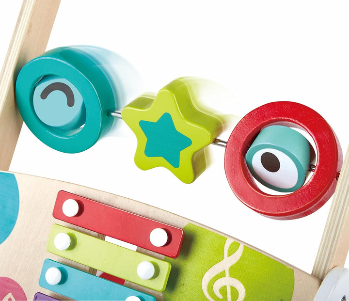 Hape My First Musical Walker, Wooden Push Along Baby Walker Trainer with Music Box & Activities, 10