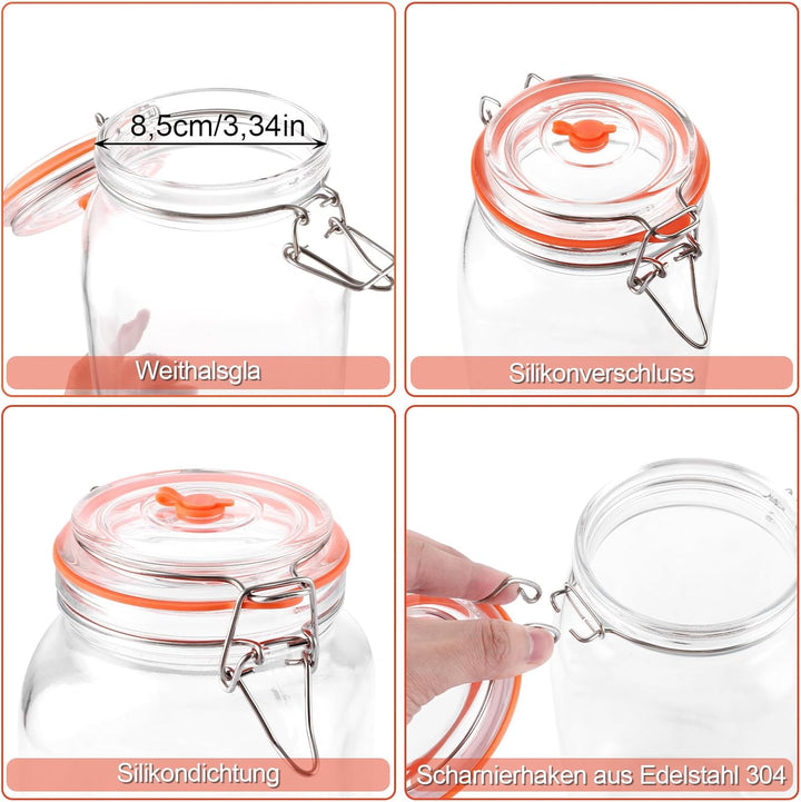2 Stück 2L Fermentierglas Fermentationsglas mit Gärventi &amp; Gewicht Kimchi Behälter mit Luftschleuse