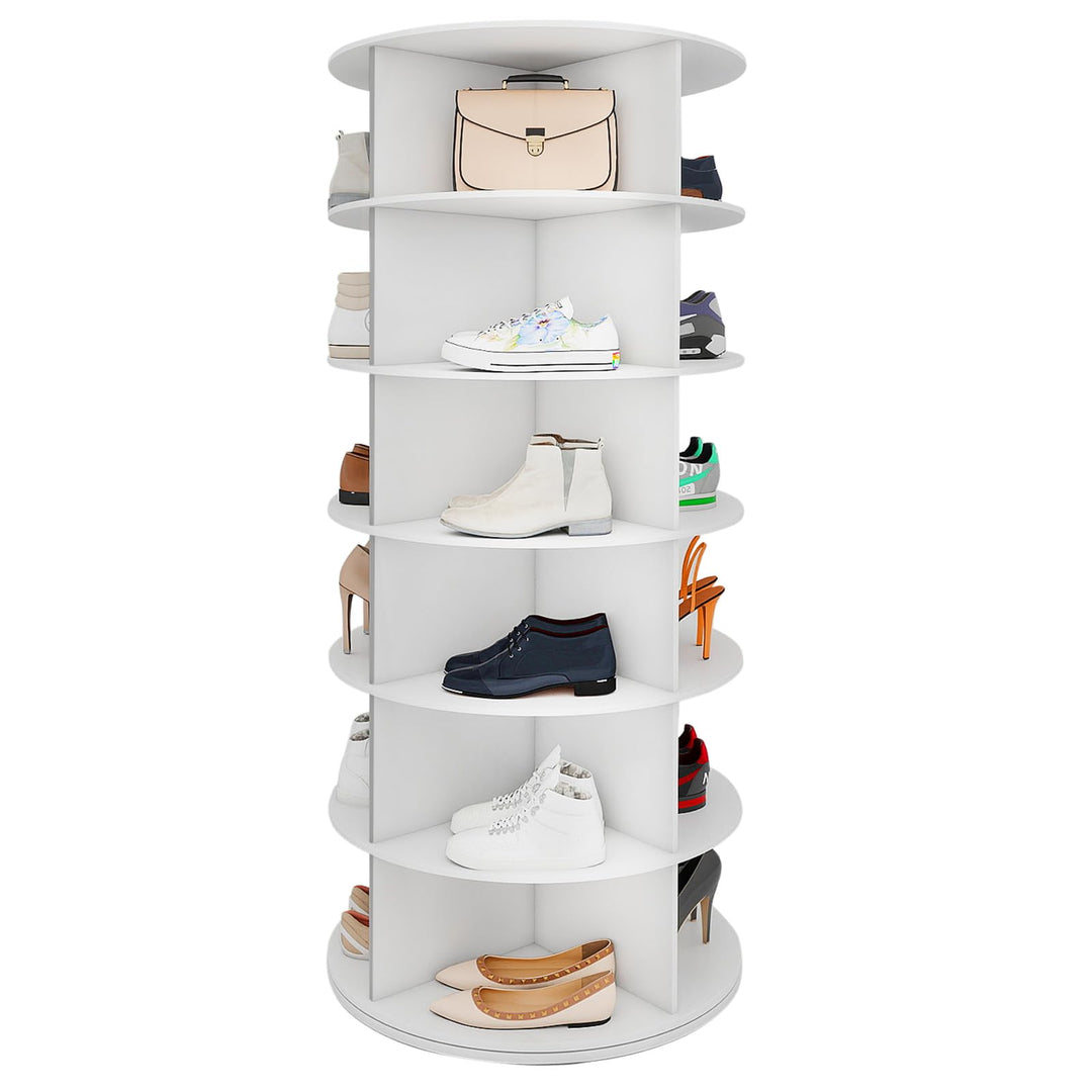 6 Tier Drehbarer Schuhregal 360° drehbares Display weisser Lazy Susan-Organizer Shoe Rack 24 Paar Sc