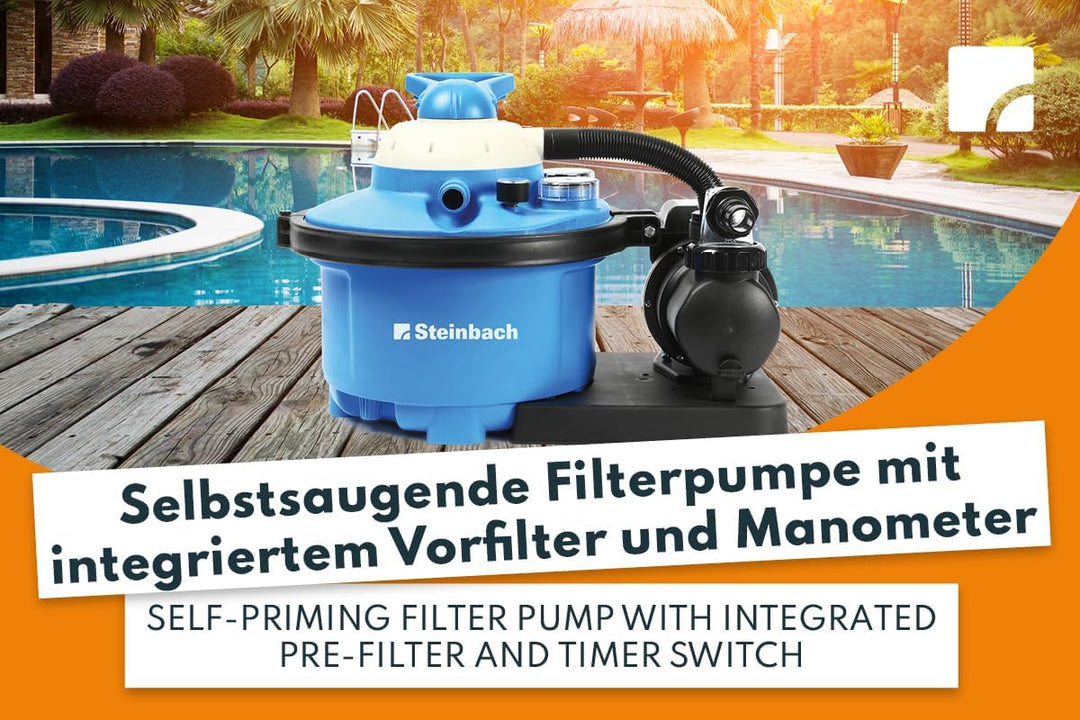 Steinbach Filteranlage Comfort 50 – 040200 – Selbstsaugende Pumpe für Pools mit bis zu 33.000 l – Mi