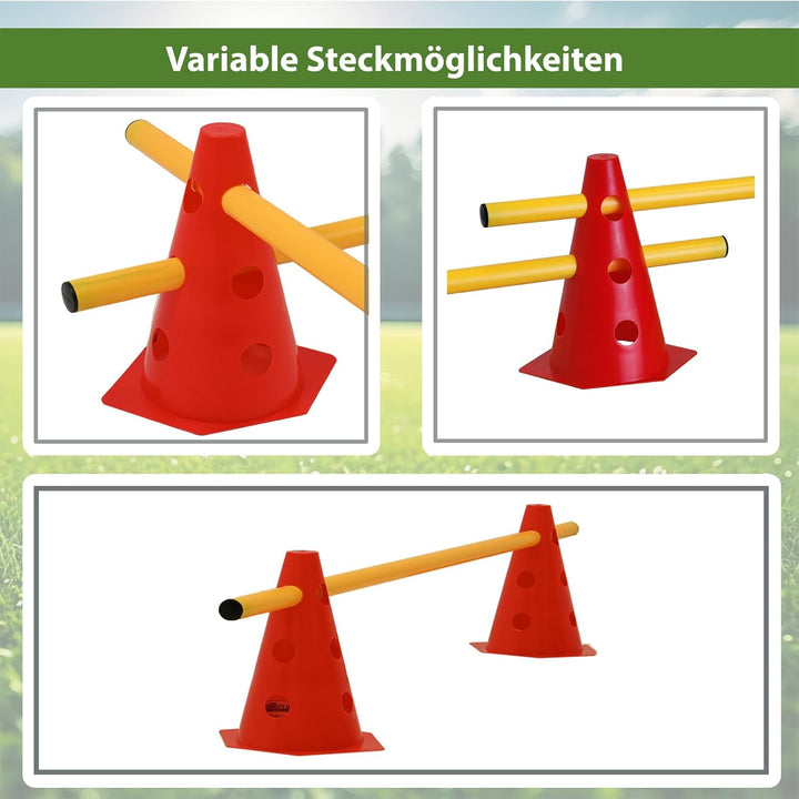 TRUTZHOLM Steckhürdenset 15- teilig 23 cm höhenverstellbar Agility Set Hunde Trainingszubehör Hobby