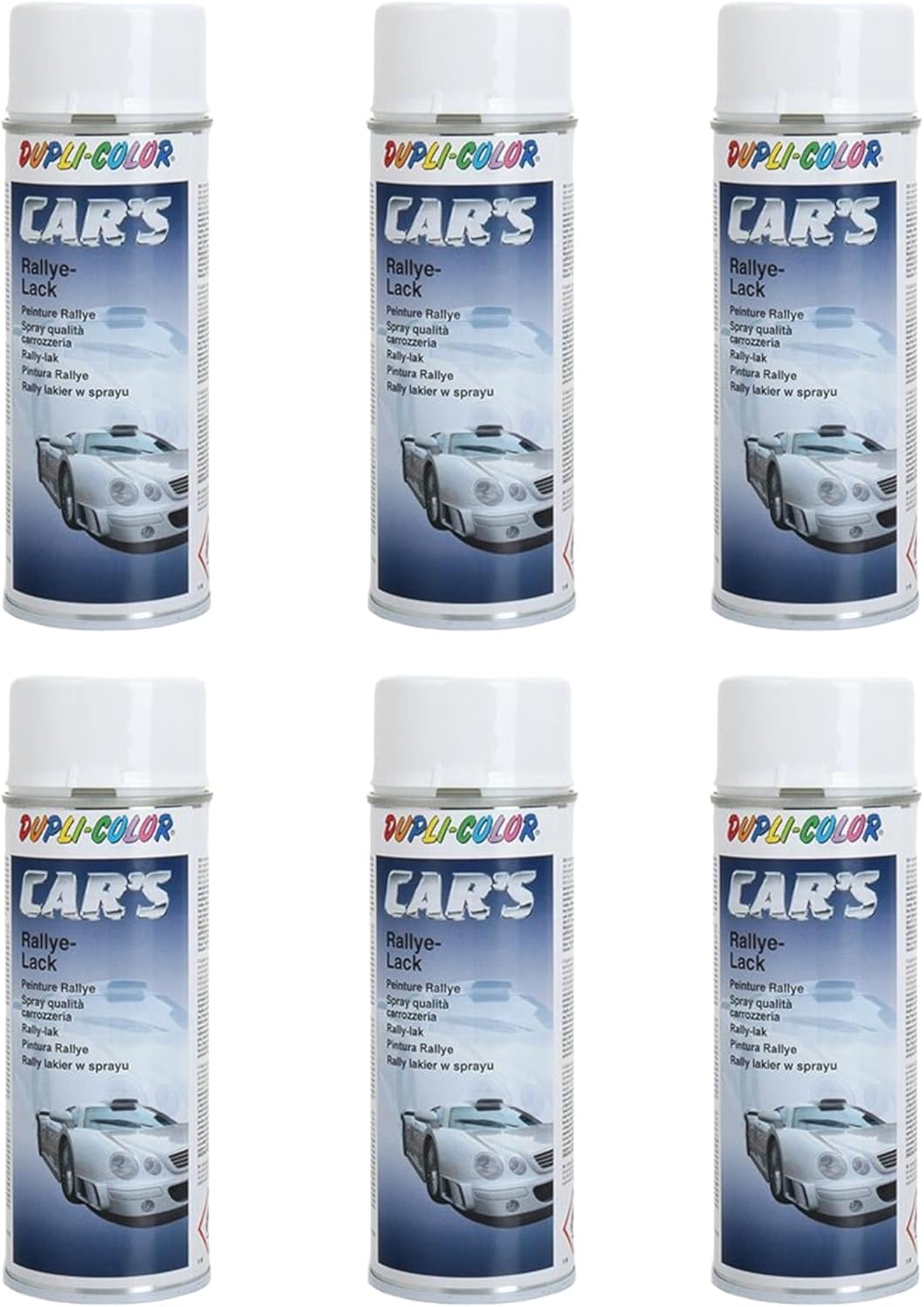 Dupli Color 385896 Car´s Rallye-Lack weiss glänzend 6 Spraydosen á 400ml
