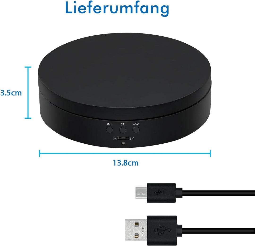 Mcbazel 360-Grad-Drehständer für Fotografie 360°, Elektrisch Drehbarer Drehteller 3KG, Motorisierter