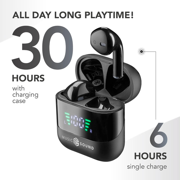 Music Sound, Spark TWS Kopfhörer, Bluetooth, Wireless, LED-Display, 30 Stunden Wiedergabe, automatis