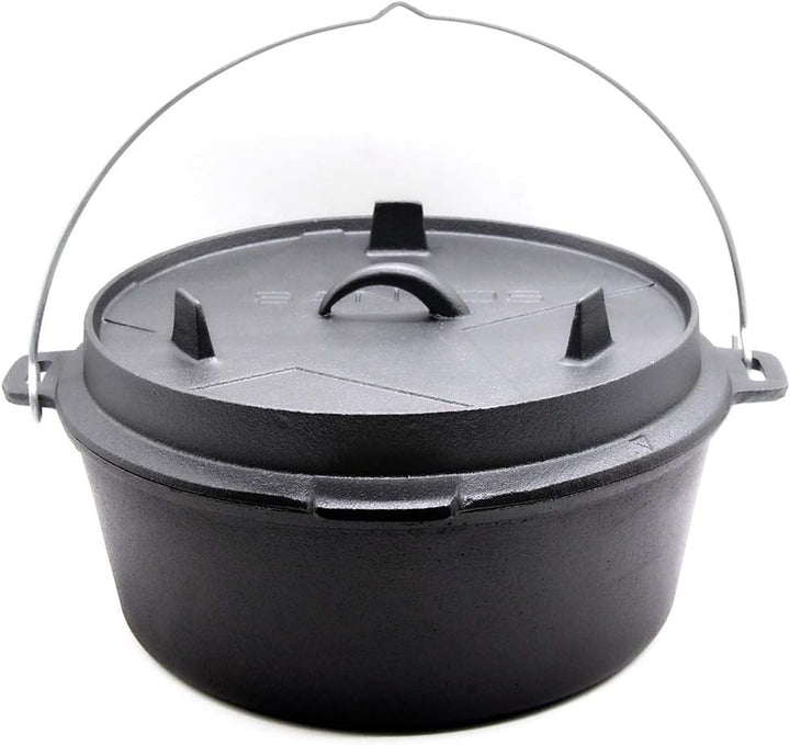 SANTOS Dutch Oven mit Deckel - Schmortopf für Aussenküche - 11 L/12 Qt Feuertopf - Gusseisen - ideal