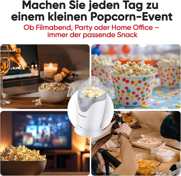 Clatronic Popcornmaschine, schnelle Zubereitung, Popcorn in 2 Min., Herstellung mit Heissluft, ohne