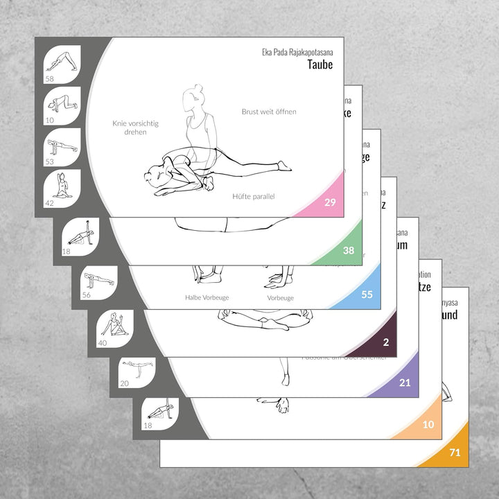 YOGA Karten, für Anfänger und Fortgeschrittene, mit 60 Yogaübungen, mit Online-Einführungs-Kurs, mit