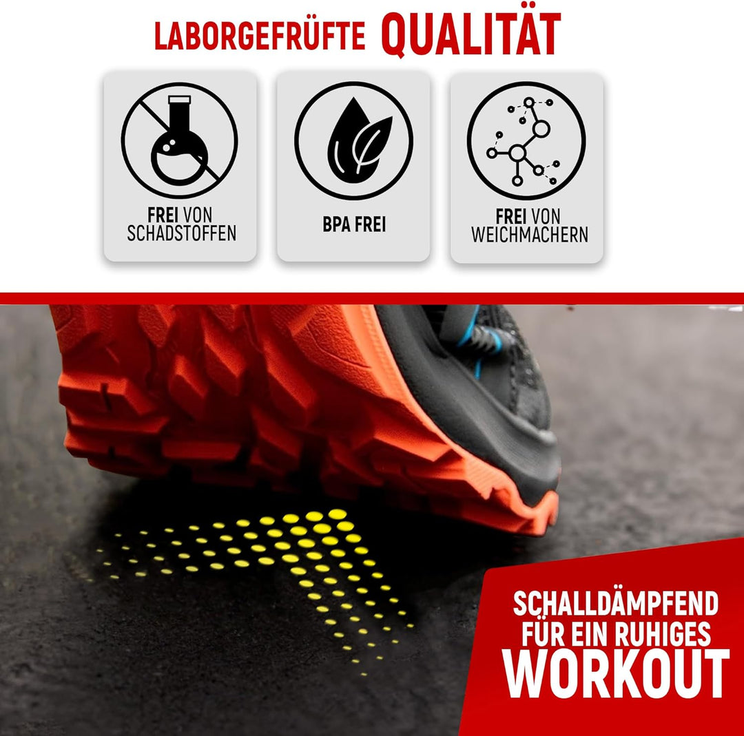 NEOLYMP Bodenschutzmatte Fitness aus Kautschuk – Puzzlematte für Home Gym, Fitnessgeräte &amp; Sport – r